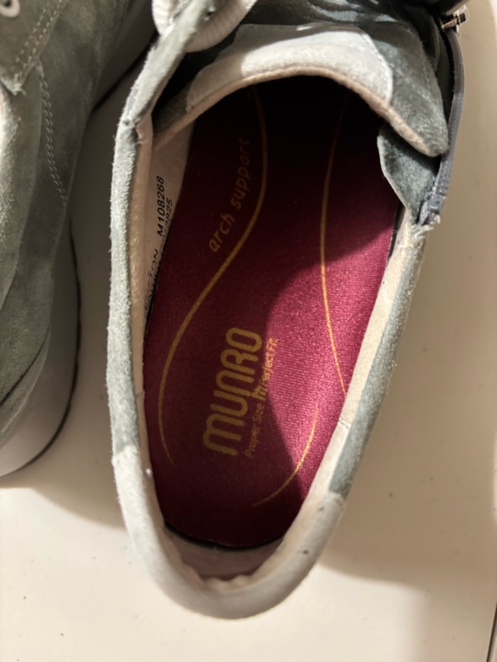 Athleisure Suede Lace-Up Sneakers Gray Size 11 Medium Width Side Zipper Office - Picture 9 of 10